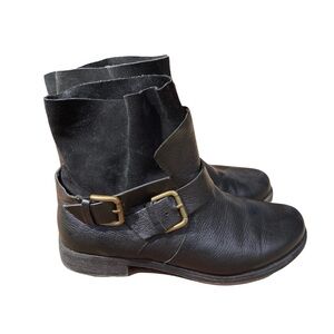 Kenneth Cole Reaction Gurrl Talk Moto Motorcycle Boho Black Leather Suede Boot